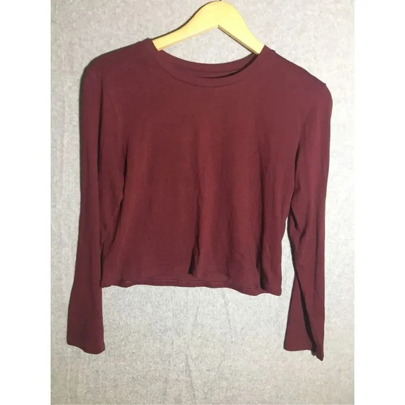 Bundle of 2 NWT Womens Wild Fable Crop Tops Long Sleeve Teal Maroon Casual Basic - Picture 2 of 8